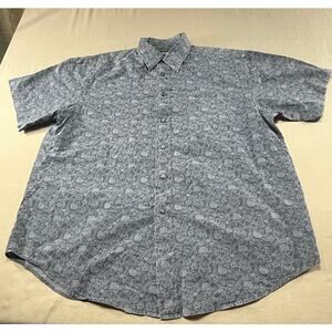 Roundtree & Yorke Men’s Short Sleeve Button Front Shirt Blue Floral Size L